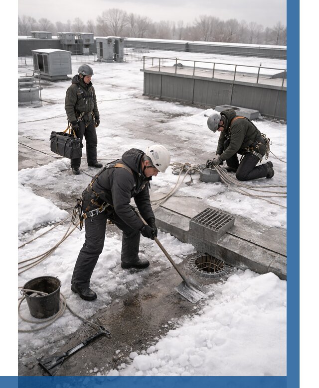 Абонентское обслуживание кровли зимой в Новомосковске от 8260 р. | ВЫСОТНИК-Нвм