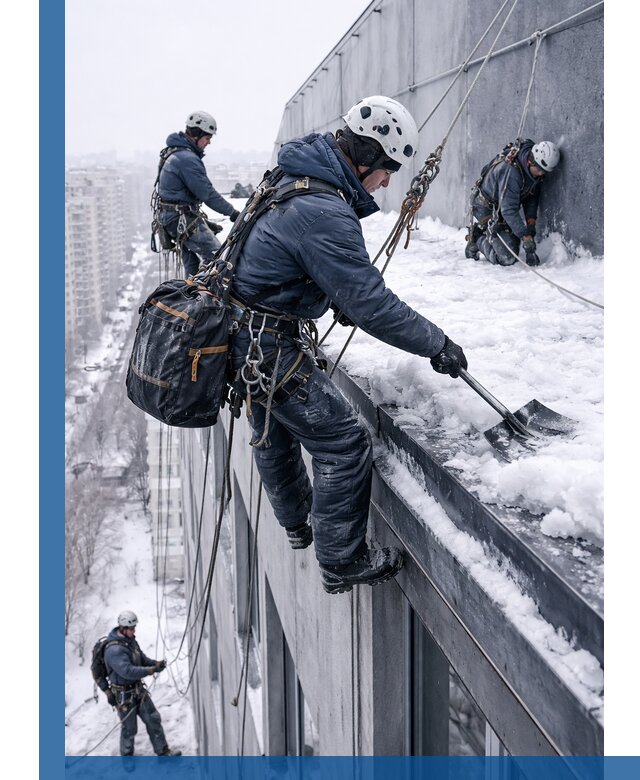 Абонентское обслуживание кровли зимой в Новомосковске регулярный уход