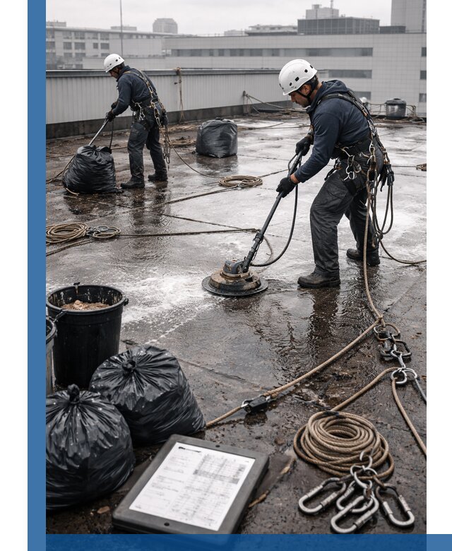 Плановая очистка кровли по графику в Новомосковске для безопасности