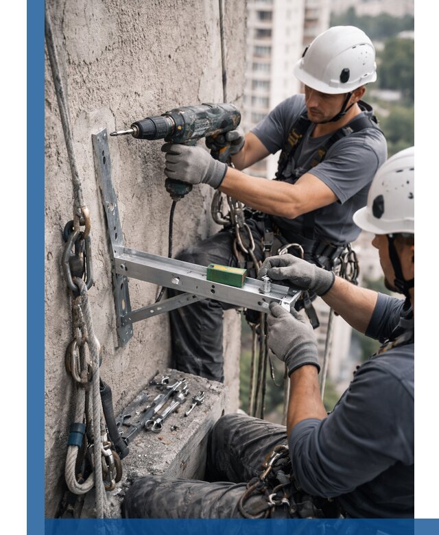 Установка кронштейнов кондиционера и крепежа в Новомосковске