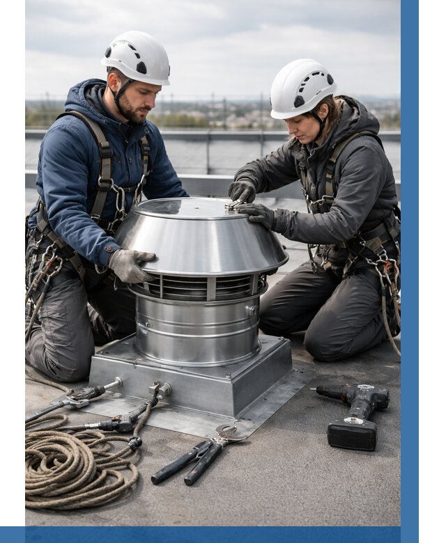 Установка дефлекторов на кровле в Новомосковске от 4646 р. | ВЫСОТНИК-Нвм