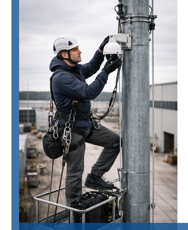 Профессиональная установка видеокамер на мачте в Новомосковске