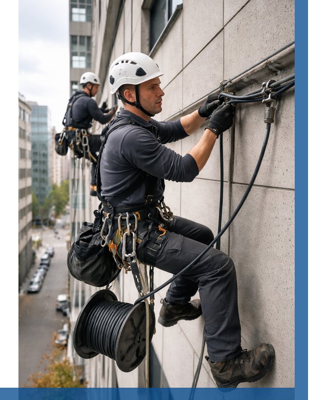 Прокладка кабеля по фасаду в Новомосковске от 361 р. | ВЫСОТНИК-Нвм