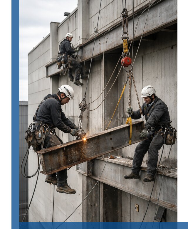 Демонтаж металлоконструкций на высоте в Новомосковске под ключ