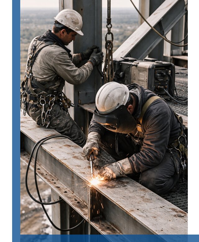 Высотные сварочные работы в Новомосковске для промышленных объектов