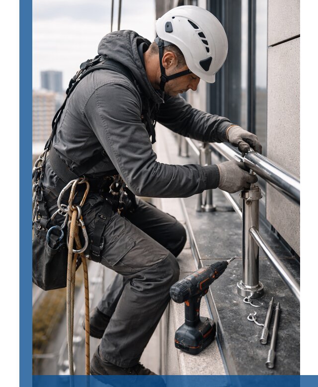 Монтаж ограждений на высоте в Новомосковске для зданий и конструкций