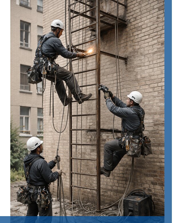 Ремонт пожарной лестницы в Новомосковске от 7744 р. | ВЫСОТНИК-Нвм