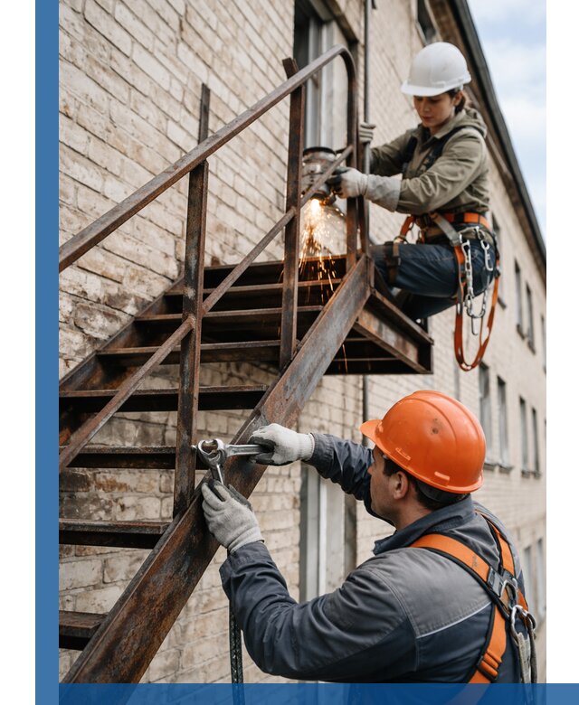 Ремонт и восстановление пожарных лестниц с выездом в Новомосковске