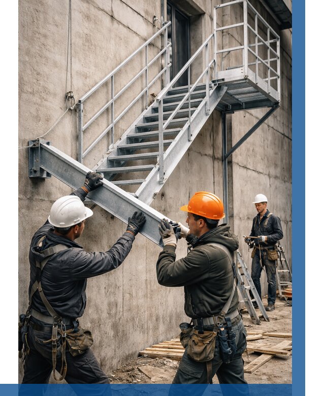 Монтаж металлических лестниц в Новомосковске от 15488 р. | ВЫСОТНИК-Нвм