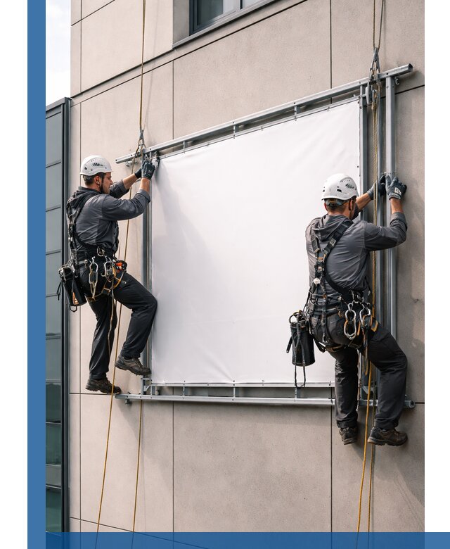 Монтаж наружной рекламной вывески в Новомосковске под ключ