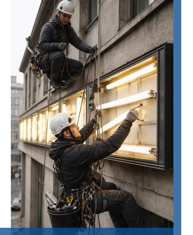 Замена ламп в вывеске в Новомосковске под ключ от 3614 р. | ВЫСОТНИК-Нвм