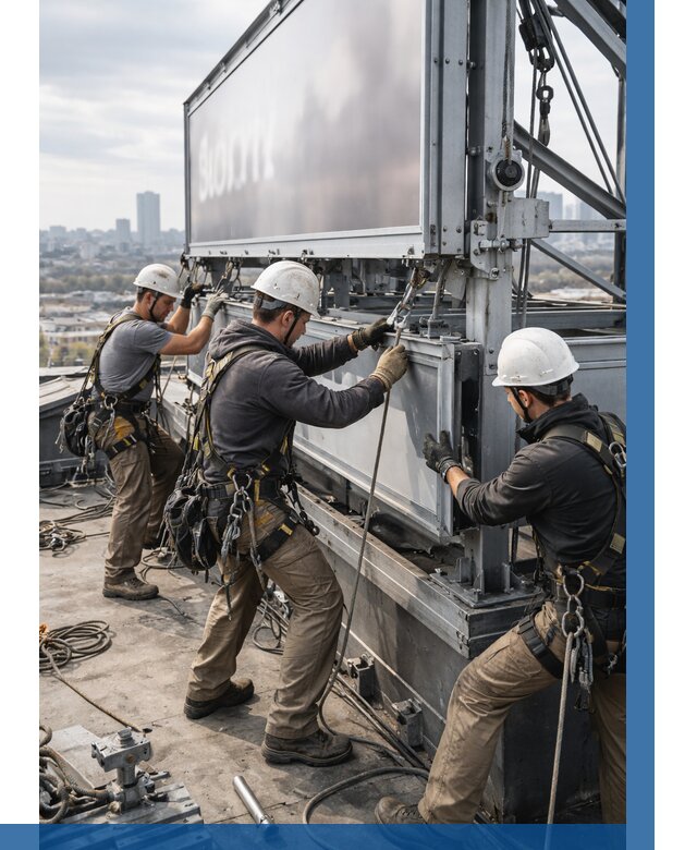 Монтаж крышной рекламной конструкции в Новомосковске от 61950 р.|ВЫСОТНИК-Нвм