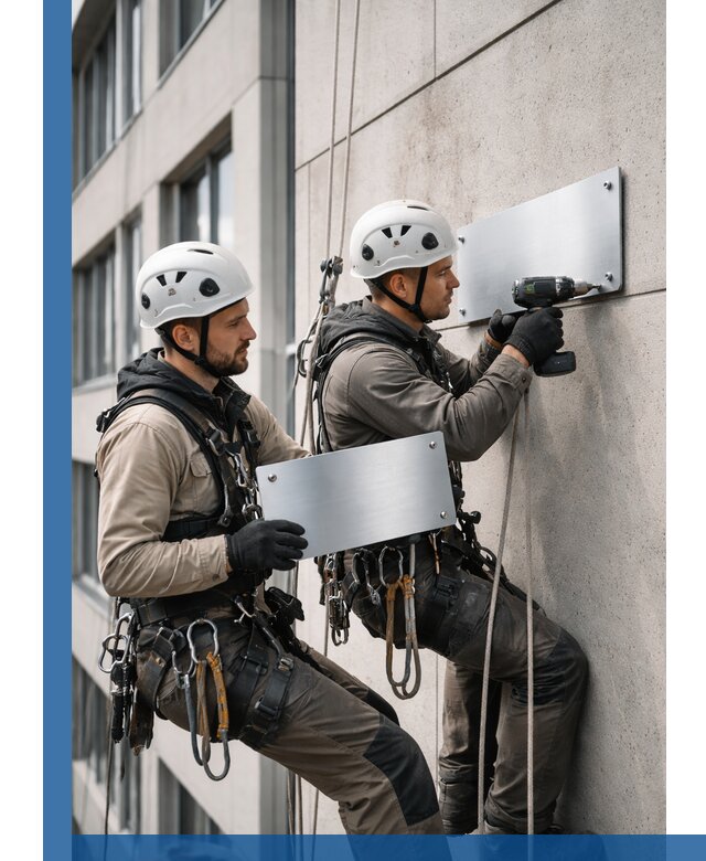 Монтаж табличек и указателей в Новомосковске для зданий и сооружений