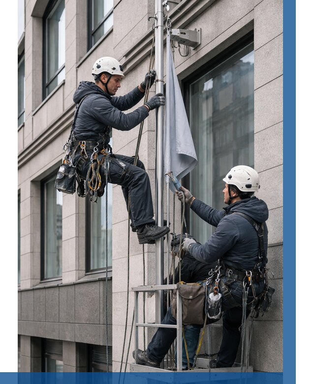 Установка флагов на фасаде в Новомосковске от 4646 р. | ВЫСОТНИК-Нвм