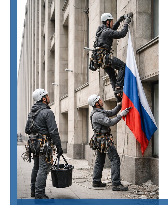 Профессиональная установка флагов на фасаде в Новомосковске