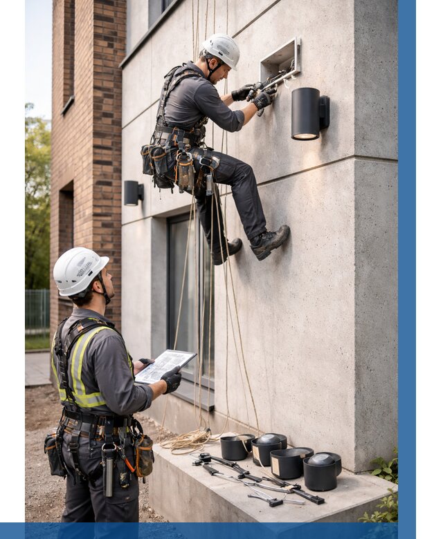 Монтаж фасадного освещения в Новомосковске от 2581 р. | ВЫСОТНИК-Нвм