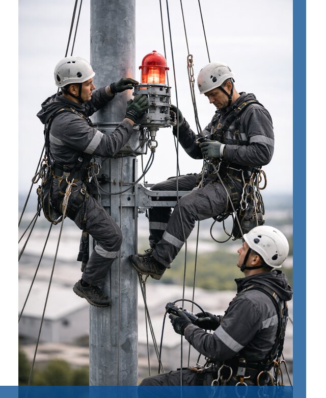 Монтаж заградительных огней в Новомосковске от 8776 р. | ВЫСОТНИК-Нвм