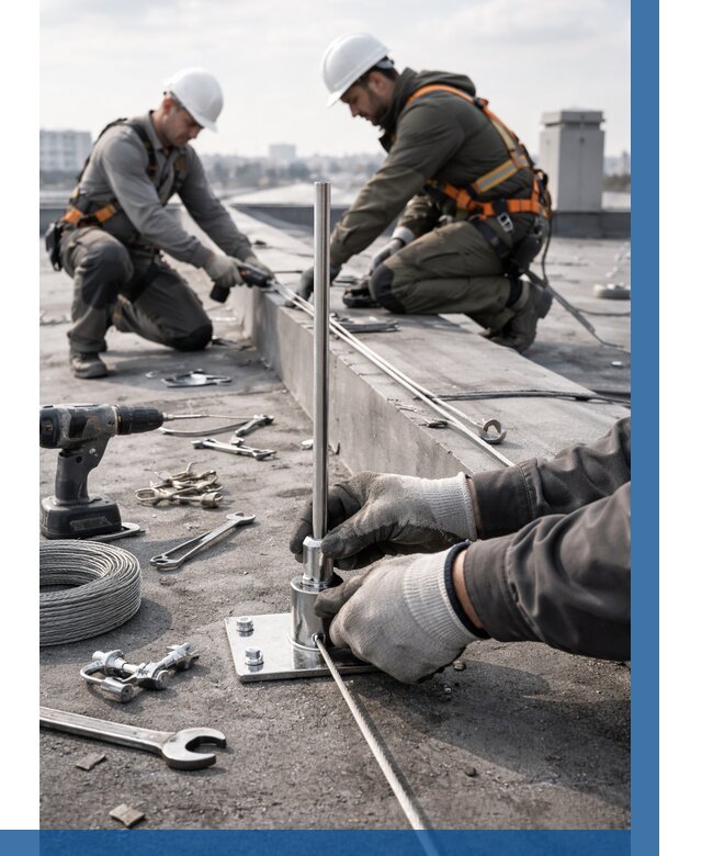 Монтаж молниезащиты на кровле в Новомосковске цена от 25813 р. | ВЫСОТНИК-Нвм