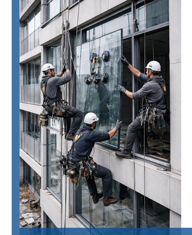 Фасадное остекление и монтаж витражей зданий в Новомосковске под ключ