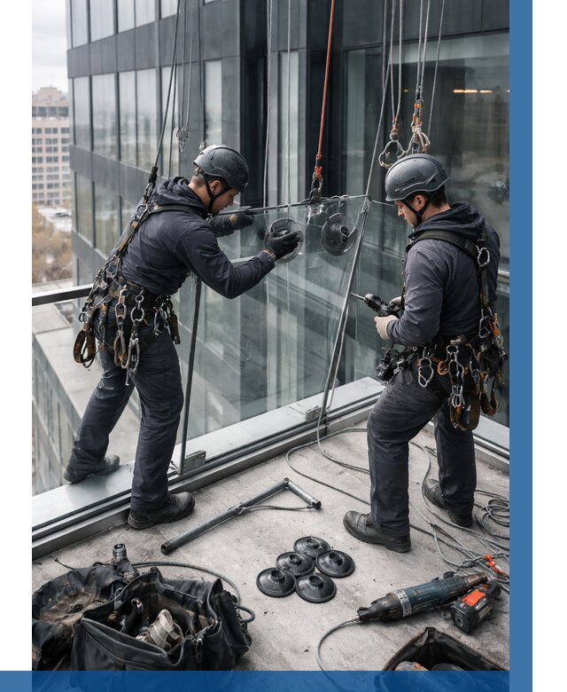 Монтаж стеклянных ограждений в Новомосковске от 2581 р. | ВЫСОТНИК-Нвм