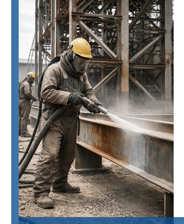 Пескоструйная очистка металлоконструкций в Новомосковске промышленная