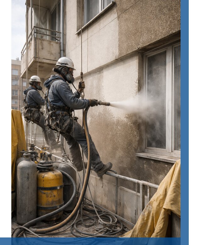 Пескоструйная очистка фасада в Новомосковске от 671 р. | ВЫСОТНИК-Нвм