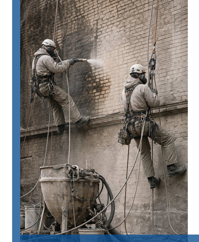 Пескоструйная очистка фасадов в Новомосковске профессионально