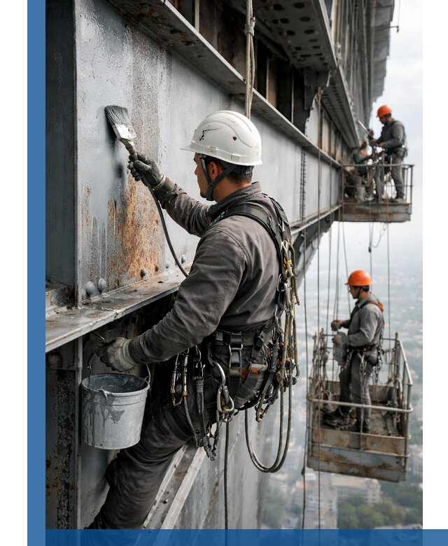 Покраска металлоконструкций на высоте в Новомосковске профессионально