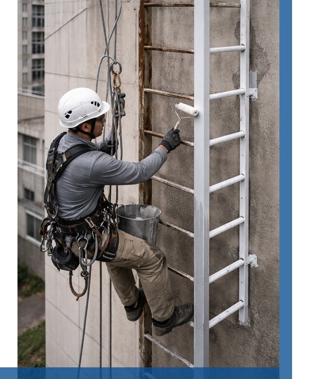 Покраска пожарных лестниц в Новомосковске от 4646 р. | ВЫСОТНИК-Нвм