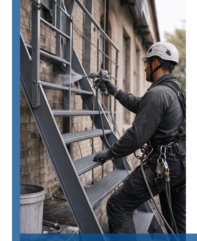 Покраска и антикоррозионная защита пожарных лестниц в Новомосковске