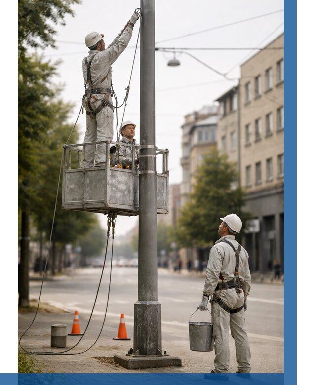 Покраска опор освещения в Новомосковске от 5163 р. | ВЫСОТНИК-Нвм