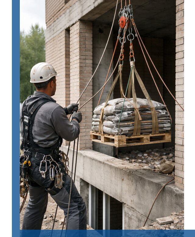 Подъем материалов на этаж веревками в Новомосковске оперативно