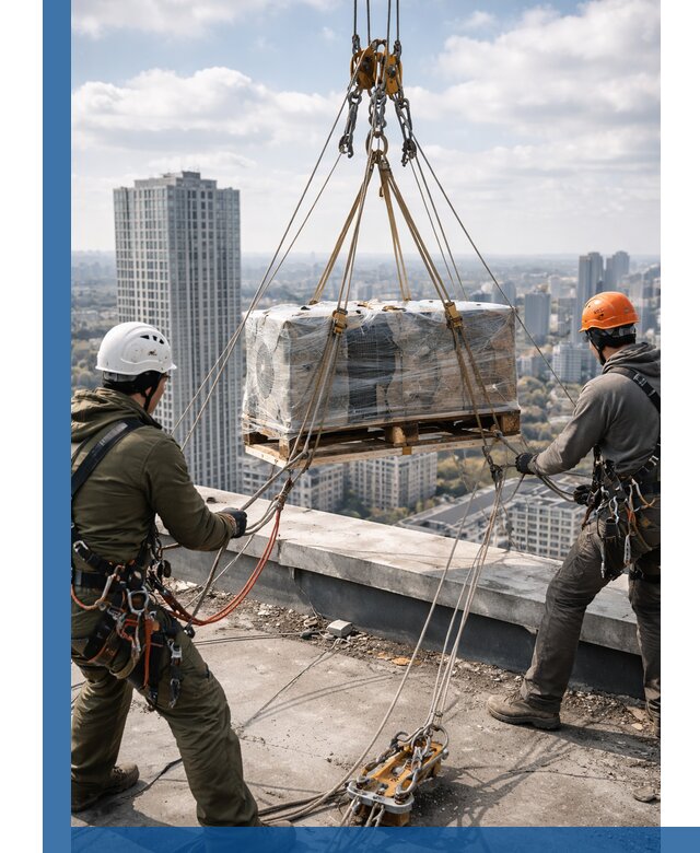 Подъем и монтаж крупногабаритных грузов на крышу в Новомосковске
