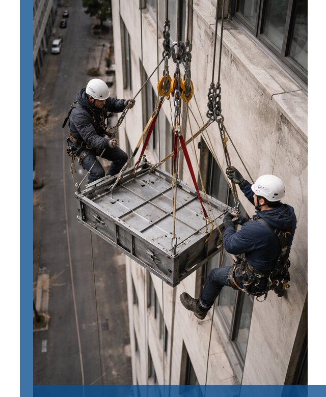 Спуск и подъем грузов по фасаду в Новомосковске для зданий
