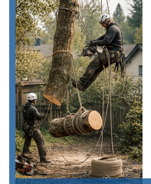 Валка деревьев частями в Новомосковске, безопасно и аккуратно