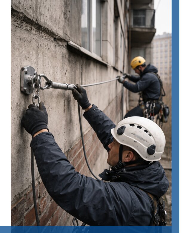 Монтаж анкерных линий в Новомосковске от 3098 р. | ВЫСОТНИК-Нвм