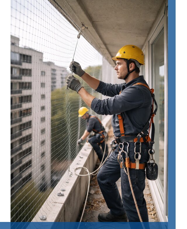 Монтаж сетки от птиц в Новомосковске от 4646 р. | ВЫСОТНИК-Нвм