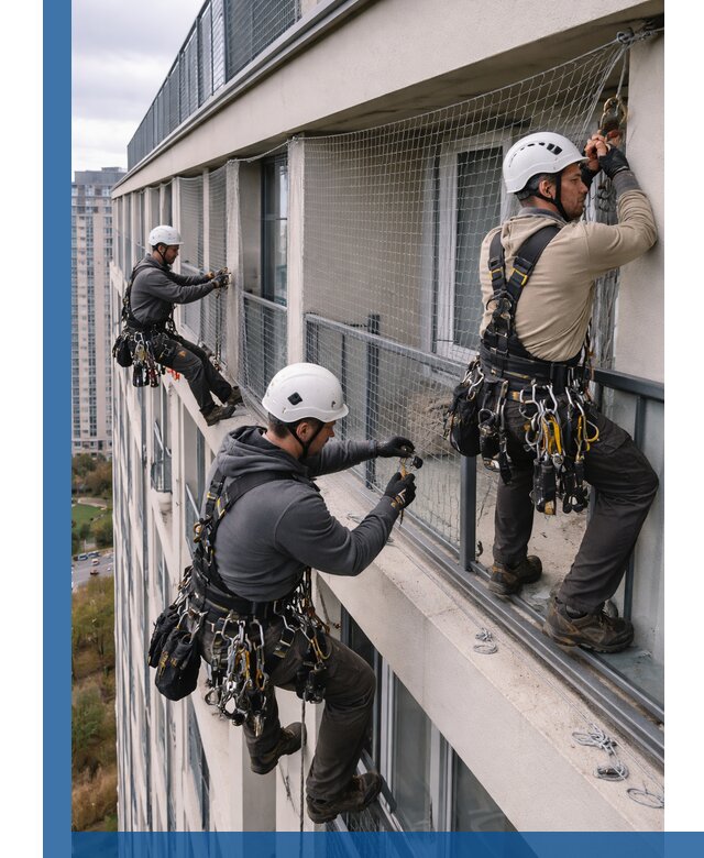 Профессиональный монтаж защитной сетки от птиц в Новомосковске